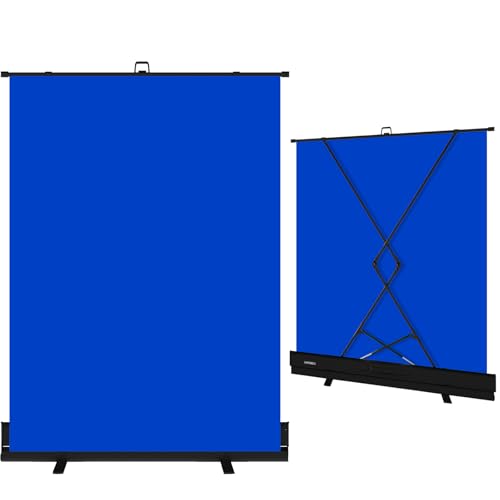 LIHONG 59.8 x 78.7in Blue Screen Collapsible Chroma Key Backdrop,Portable Retractable Photo Background with Stand for Video, Live Game,Streaming,Wrinkle Resistant Fabric,Pull-up&Down Style - color: Blue, size: Stardand(59.8x78.7 in)