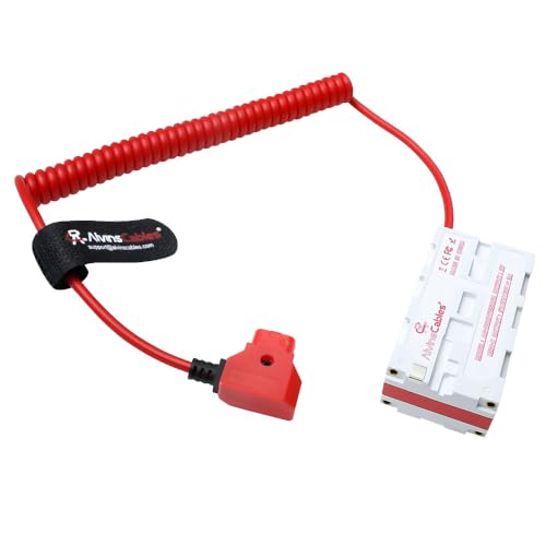 Alvin's Cables Dual-Sided NP-F Dummy Battery to Red Dtap Ultra Soft Coiled Power Cable for Atomos Ninja V|Atomos Shogun|SmallHD 702, for Sony NP-F550|F570|F770|F970, Red - color: One-piece, size: Ultra-Soft Coiled Cable