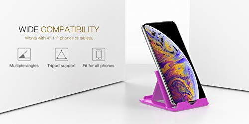 MoKo 2PCS Phone/Tablet Stand, Desktop Holder for 4-11" Device, Fit with iPhone 17/17 Air/17 Pro/17 Pro Max, iPhone 16/Pro/Pro Max/Plus, iPhone 15/Pro/Pro Max/Plus, iPhone 14/Pro/Pro Max/Plus - color: Black + Purple