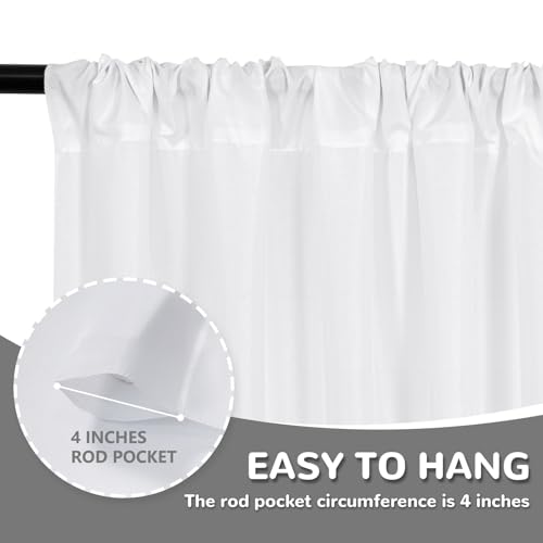 MEETSKY 10 feet x 10 feet White Backdrop Curtains Valentine's Day Birthday Party Wedding Backdrop,White Photography Rod Pocket Drapes Polyester Fabric Curtain for Baby Shower,5ft x 10ft,2 Panels - color: White, size: 60"W x 120"L (Pack of 2)