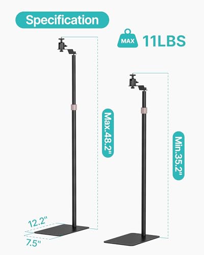 PEGZONE Projector Stand -Height Adjustable Floor Stand with 1/4'' Screw Heavy-Duty Steel Base Projector Mount Extends 35" to 48,Compatible with Projector, Camera for Home & Office & Outdoor