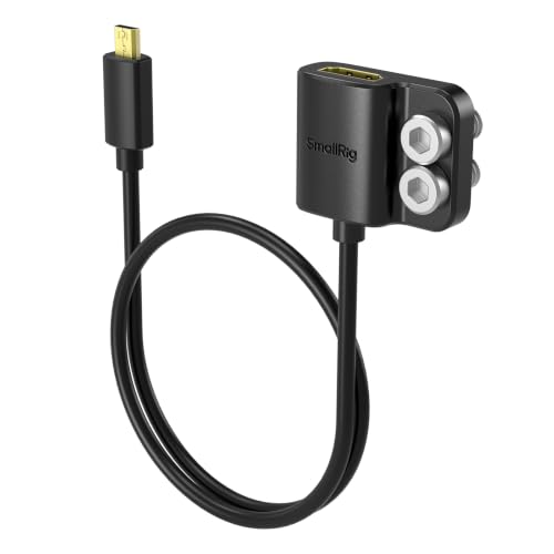 SMALLRIG Data Cable Ultra-Slim 4K 60Hz Micro HDMI to Full-Size HDMI Adapter Cable with Two 1/4"-20 Screws for Camera Cage L-Bracket, for Sony A7R IV A7III for Fujifilm X-T3-6125 - style: D to A（30cm）