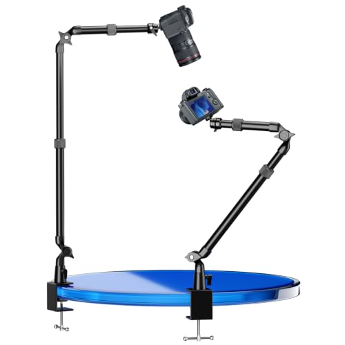 EMART Overhead Camera Mount with Serrated Bite Magic Arm,40-in Camera Desk Mount with 1/4" Ball Head for Cameras DSLR Phone,Holder Stand for Live Streaming/Photo Video Shooting