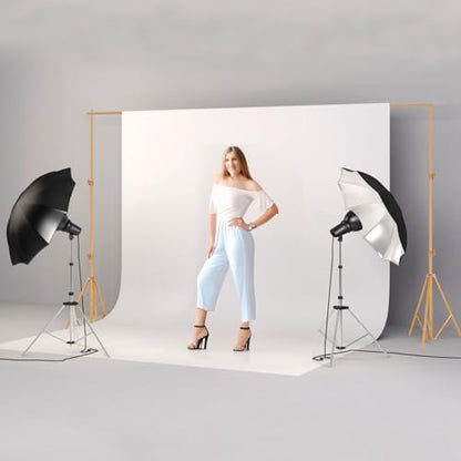 6.5 x 10ft Adjustable Backdrop Stand Kit,Heavy-Duty Photography Background Support System with Clamps & Carry Bag,Photo Video Studio Backdrop Stand for Parties,Weddings,Green Screen & Banner Display - color: Gold
