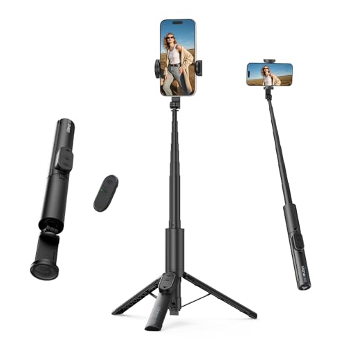 ULANZI Phone Tripod, SK26 40" Portable Selfie Stick for iPhone, 2 in 1 Adjustable Tripod with Bluetooth Remote Cold Shoe Mount, Portable Phone Stand Lightweight for Travel Photo Video Stream Vlog - size: 40"-Phone Clamp