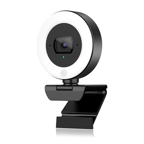 4K Webcam with Ring Light, PDAF Autofocus Streaming Camera for PC | 1080P 60FPS, Built-in Privacy Cover, Dual Omnidirectional Mics, USB Plug-and-Play for Zoom,Laptop,Conference,Meeting,Desktop