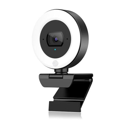4K Webcam with Ring Light, PDAF Autofocus Streaming Camera for PC | 1080P 60FPS, Built-in Privacy Cover, Dual Omnidirectional Mics, USB Plug-and-Play for Zoom,Laptop,Conference,Meeting,Desktop