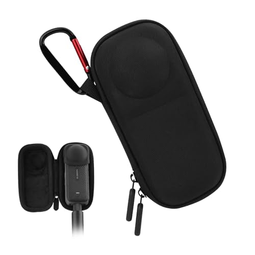 BRDRC Portable Small Case for Insta360 X4 X5 (for Original Lens Cap), Carrying Storage Bag Protective Cover Hard Shell Travel Protector with Wrist Strap Carabiner for Insta 360 X4 X5 Accessories - color: Nylon