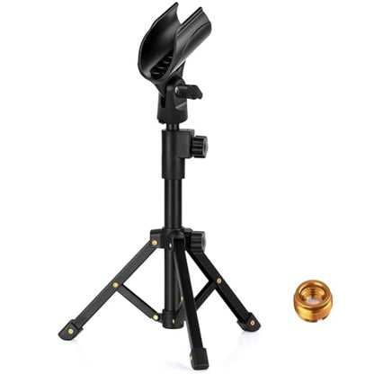 Tabletop Mic Stand, Adjustable Desktop Microphone Stand with Mic Clip and 5/8" Male to 3/8" Female Screw for Most Microphone on the Market