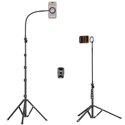 elitehood Magnetic iPhone Tripod Stand with Flexible Gooseneck, Magsafe Phone Stand for Video Recording Filming, Heavy Duty Aluminum Phone Tripod for iPhone 17 Pro Max / 17 Pro / 16 Pro Max - style: Magnetic Phone Tripod