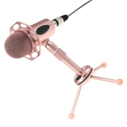 Toddmomy Flexible Alloy Microphone Kit with Stable Pedestal for Game Voice Chat and Live Streaming, Modern Simple Appearance Desktop Microphone Accessory in Pink,