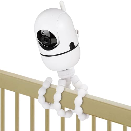 Tripod Baby Monitor Mount for HelloBaby HB65/HB40/HB6550/ HB6560/ HB6240/ HB6148/HB66/HB6339, ANMEATE 549/SM935E, Flexible Baby Camera Mount Attach Your Camera Wherever You Want (Camera NOT Include) - color: White