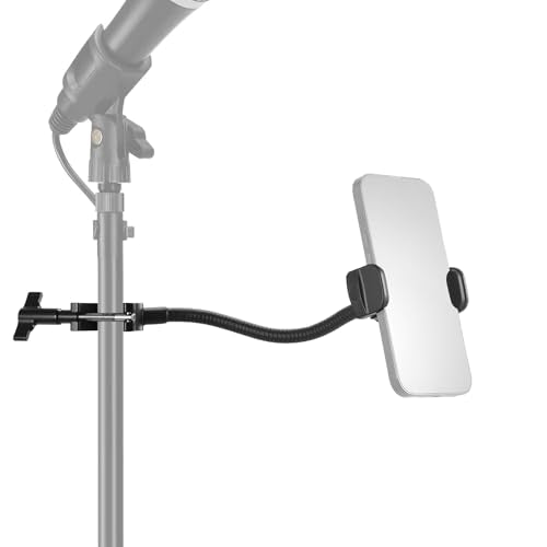 NEEWER BASICS Mic Stand Phone Holder with Flexible Arm, 360° Ball Head Boom Arm Microphone Floor Music Stand Cell Phone Mount Compatible with iPhone Android Samsung Video Recording, MS009