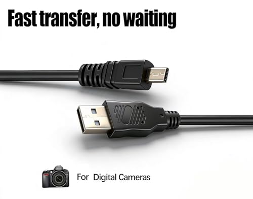 Replacement USB camera charging cable transmission sync data cable，compatible with Nikon Coolpix A300, A10, A100, UC-e16, UC-E23, L31, L32, Nikon SLR cameras D750, D7200,D3300, D300 (black 3.3FT)
