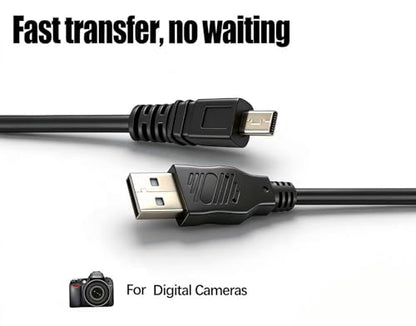Replacement USB camera charging cable transmission sync data cable，compatible with Nikon Coolpix A300, A10, A100, UC-e16, UC-E23, L31, L32, Nikon SLR cameras D750, D7200,D3300, D300 (black 3.3FT)