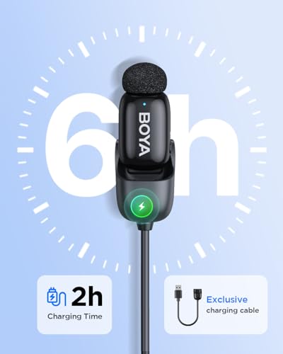 BOYA Mini 2 Wireless Lavalier Microphone with AI Noise Cancellation, App Control, 6H Battery per TX for iPhone 15/16/17 & Android, Video, Podcasts, Vlogging, TikTok, YouTube - style: Mini 2(USB-C NO CASE)
