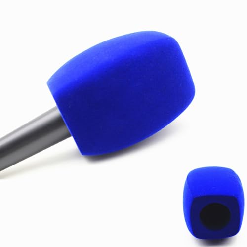 Flocked Mic Foam Windscreen Handheld Microphone Covers Large Mic Foam Pop Filters for TV Interview,radio,media Broadcast Microphones (Square Blue) - color: Square Blue