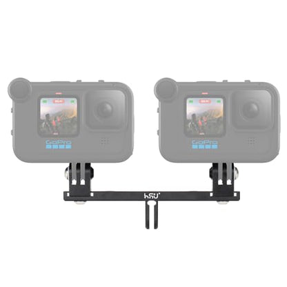 HSU Aluminum Dual Twin Mount, 1/4”-20 Cold Shoe Mount Adapter | for Go Pro Hero 13/12/11/10/9/8/7/6/5/4 DJI Osmo Action AKASO Campark and Other Action Cameras (Extension) - color: Extension