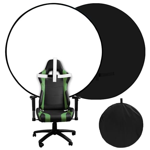 Portable Black White Screen Chair, 57 in Screen Backdrop with Stand 2-in-1Double Sided Foldable Blackwhite Background, for Video Chats and Meetings, Photography, Photo Zoom, Streaming Games - color: Black/White