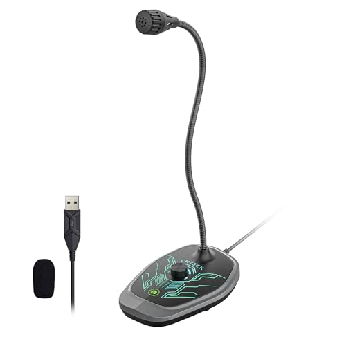 CMTECK USB Computer Microphone, Microphone for pc with RGB Light, Mute Function, Noise-Cancelling Recording Desktop Mic for Laptop for Online Chatting, Home Studio, Podcasting, Gaming, Skype, YouTube - color: Dynamic RGB