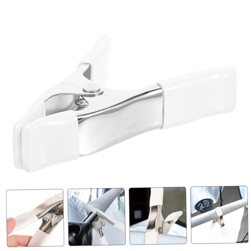 UKCOCO 4 Pack Heavy Duty Spring Clamps, 4 Inch Nickel-Plated A-Shape Metal Clips with PVC Protective Tips, White Tension Clamps for Woodworking, Backdrop Stand, Crafts and Wedding Dress Fitting