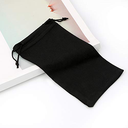 6pcs Eyeglasses Sunglasses Microfiber Pouch Bag, Cell Phone Storage Pouch 7.1" x 3.5" - color: Black
