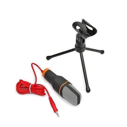 Yardwe Condenser Microphone Stand Laptop Computer Clip Microphone Holder for Skype MSN Studio Mic Plug