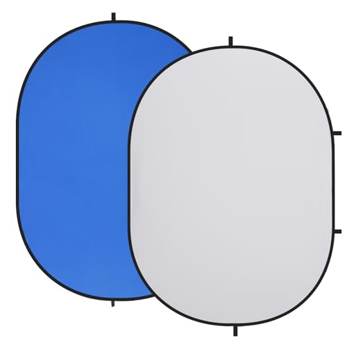 Kate 5x6.5ft(1.5x2m) Collapsible Backdrop Blue Grey Twist Flex Folding Pop up Backgrounds for Photoshoot, Headshots Photo, Video Calls - color: Blue/Grey