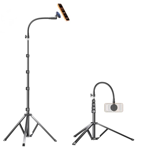 elitehood Magnetic Magsafe Phone Tripod Stand, Heavy Duty Aluminum Overhead Tripod for iPhone with 17” Flexible Gooseneck, Overhead Phone Stand for Video Recording, Filming, Painting and Crafting - style: Magnetic design