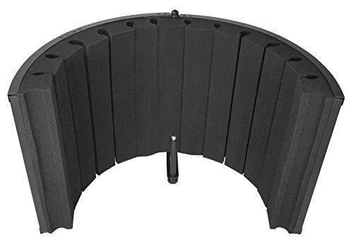Rockville ROCKSHIELD 4 Large Studio Mic Isolation Shield, Vocal Recording | 2" Acoustic Foam, Steel Frame, Foldable, Stand and Desktop Mount, 5/8" Adapter, Podcast, Voice Over, 2-Panel Booth