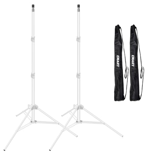 EMART 7 Ft Light Stand for Photography, Portable Photo Video Tripod Stand, 2 Pack Lighting Stand with Carry Case for Speedlight, Flash, Softbox,Strobe Light, Camera, Photographic Portrait -White - color: White