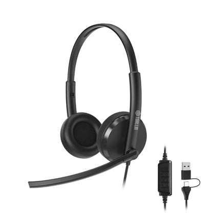 TOALLIN Wired Headset with Mic, Stereo USB Headphones with Noise-Canceling Microphone, Volume Control, One-Key Mute & Answer Calls, Works with PC, Laptop, Mac, Phone, Call Center and Office