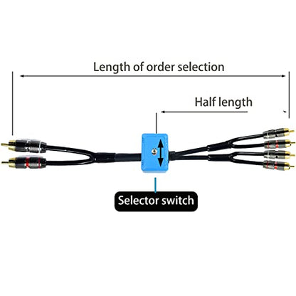 3ft Sound Channel swicher 2 male to 4 Male RCA Switch Selector 2 input 1 Output R/L Stereo Audio 1 in 2 Out Stereo Audio Splitter with Mute Button No External Power Required CD Speaker DVD Playe - size: 3ft, style: rca switch