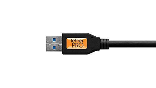Tether Tools TetherPro USB 3.0 USB-C Cable | for Fast Transfer and Connection Between Camera and Computer | Non-Reflective Black | 15 Feet (4.6 m) - color: Black