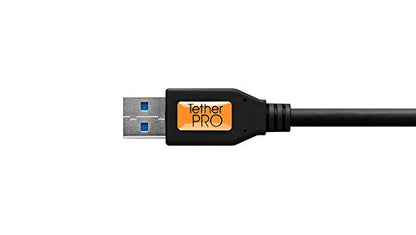 Tether Tools TetherPro USB 3.0 USB-C Cable | for Fast Transfer and Connection Between Camera and Computer | Non-Reflective Black | 15 Feet (4.6 m) - color: Black