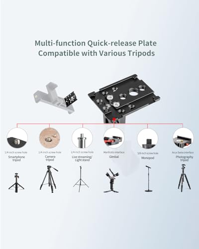 Metal Dual Device Tablet & Phone Holder Tripod Mount Adapter Set for Live Streaming and Teleprompter - Compatible with Tripods, Monopods, Selfie Sticks, Heads, Gimbals and Stabilizers - size: holder only
