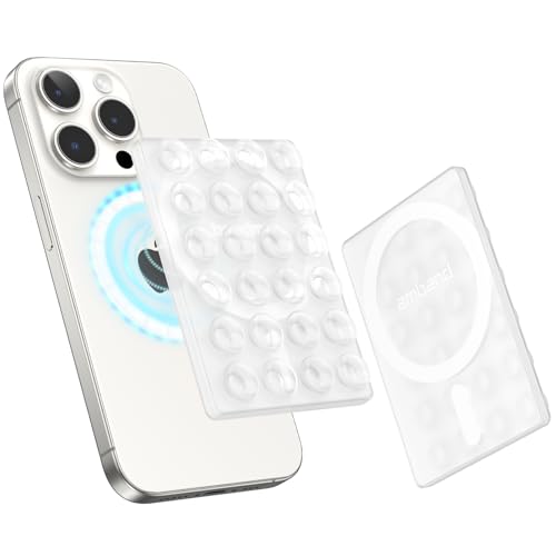 amBand Magnetic Suction Phone Mount for MagSafe Case, Clear Silicone Octo Cup Buddy Sticky Grip Holder for iPhone, Hands-Free Selfie/Video for Tiktok Influencer Content Creator Essentials, Transparent - color: Transparent