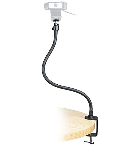 Webcam Mount - Flexible Gooseneck Arm Clamp Stand Tripod for Logitech Webcam C920s C920 C930e C922x C930 C922 C925e C615 Brio - 25 inches