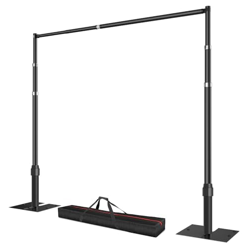 Pipe and Drape Backdrop Stand, 10x10ft Heavy Duty Adjustable Background Frame with Metal Base, Back Drop Holder for Parties Photography Wedding Photoshoot Decoration - Black - color: Black, size: 10x10ft