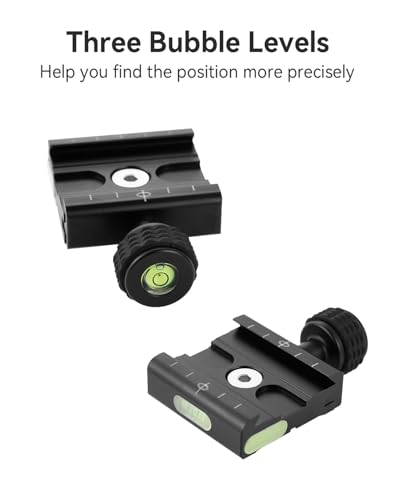 UTEBIT 50mm Arca Swiss Quick Release Plate, with 3/8"&1/4" Screw, Black | Aluminum QR Clamp Adapter Set, Built-in Bubble Level Compatible with Manfrotto DSLR Camera Tripod Ball Head Monopod