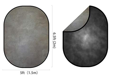 Kate Collapsible Backdrop Grey&Black Pop Up Backdrop Portable Headshot Backdrops, 5x6.5ft
