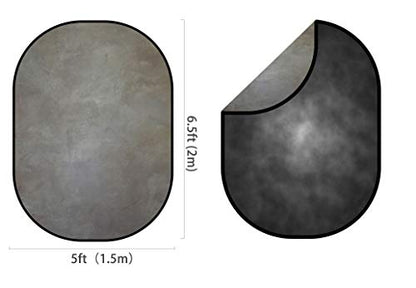 Kate Collapsible Backdrop Grey&Black Pop Up Backdrop Portable Headshot Backdrops, 5x6.5ft