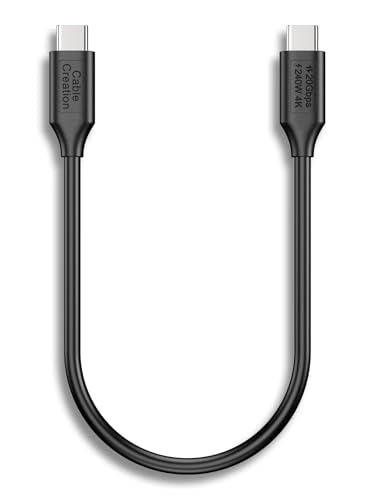 CableCreation 20G USB 3.2Gen 2x2 for Thunderbolt 5 PVC-Cable 0.5FT, 240W PD 3.1 Charging, 120Gbps Bandwidth for Dual 8K, USB C Data Cable for SSD, MacBook M4 Pro, iPhone17/16,Dock,Auto - color: 20G, size: 0.5FT-Straight