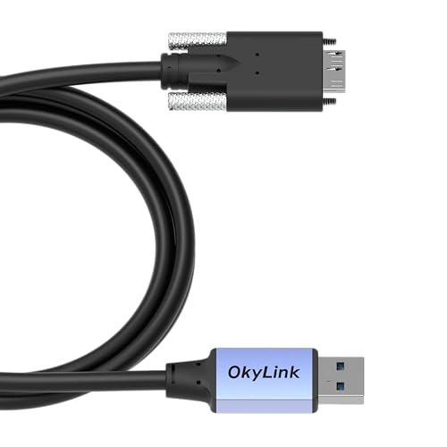 OkyLink USB 3.0 A to Micro-B Cable, 5Gbps, 5ft, Double Screw Lock | 1.5M, 3.2 Gen 1, Male to Male, for External Hard Drive HDD SSD - color: Screw USB3.0, size: 5ft (1.5m)