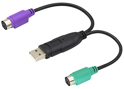 USB to PS2 Adapter, Keyboard Mouse Converter, MD6 Female Splitter, 19CM, Black, Supports Win98/ME/2000/XP/7/8/8.1 - color: Black