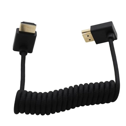 HDMI 8K 4K Cable for PC TV PS5 Xbox, ATOMOS Ninja V Shinobi, Sony A9III A7RV A7M4 FX3 FX30 FX6, Canon C80 C70 R1 R5 Mark II, Panasonic BGH1 S5IIX S1RII G9M2 GH5II, Braided Coiled - color: Black, size: Down to UP Angled