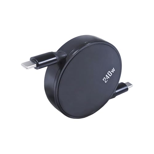 BoxWave Cable Compatible with Mileseey P200 Infrared Thermal Imaging Camera - PD miniSync (240W), Retractable PD 240W Portable USB Type-C Cable - Jet Black