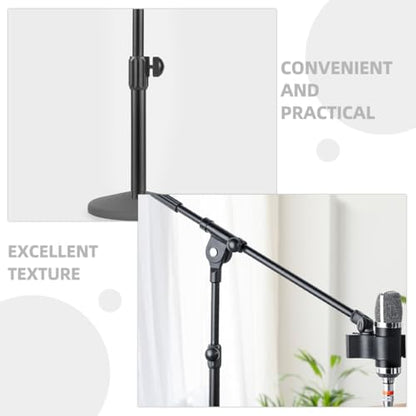 50cm Telescopic Mic Stand Extension Boom Arm with 3/8 Thread Metal Connector Pole for Podcasting, Streaming, and Desktop Microphone Stands