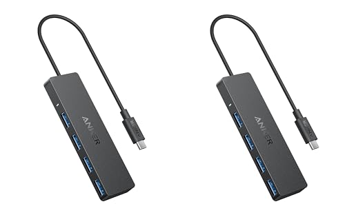 Anker 4-Port USB 3.0 Hub with 5Gbps Data Transfer, Ultra-Slim Data USB C Hub [Charging Not Supported], for MacBook, iMac, Surface, Mobile HDD, and More (USB-C, 0.7 ft) (Pack of 2) - size: 0.7 ft (Pack of 2), style: USB-C