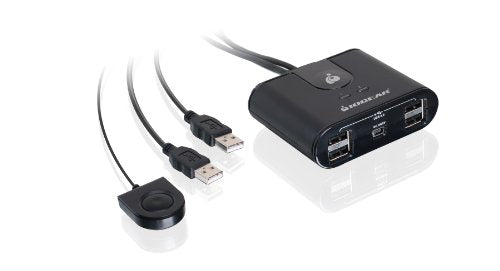 IOGEAR USB 2.0 2x4 Peripheral Switching Hub - 2 PC Share To 4 USB Devices - Up To 480Mbps - Mobile Devices Charging - Mouse/Keyboard - Printer - Scanner - EX HD - LED Indicators w/Remote - GUS402 - size: 2x4, style: USB 2.0